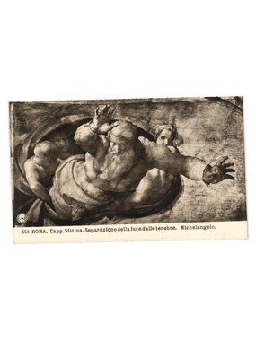 Vintage Sistine Chapel Postcard Michelangelo Separation Of Light Darkness Rome I